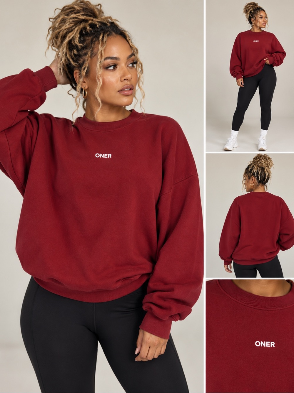 Oner Active Crewneck Sweatshirt in Burgundy